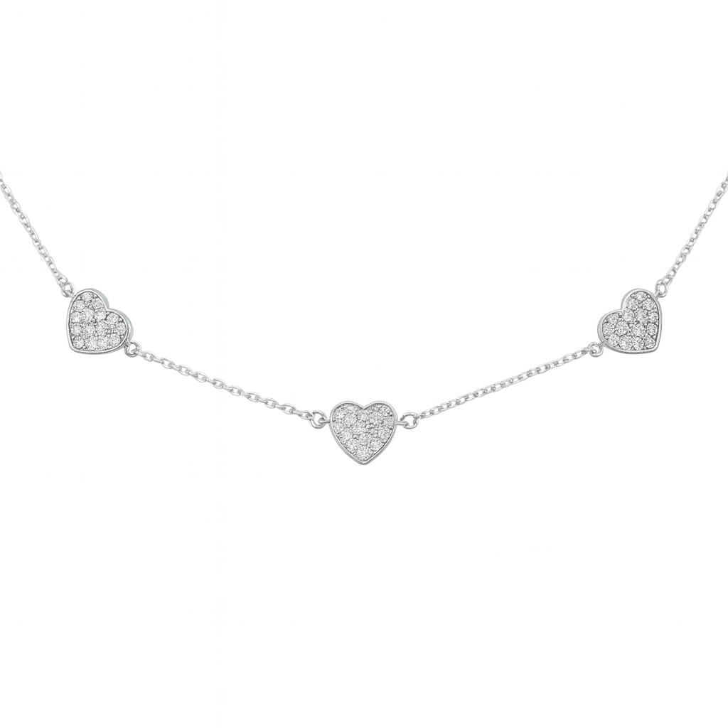 Triple Heart Sparkle Choker